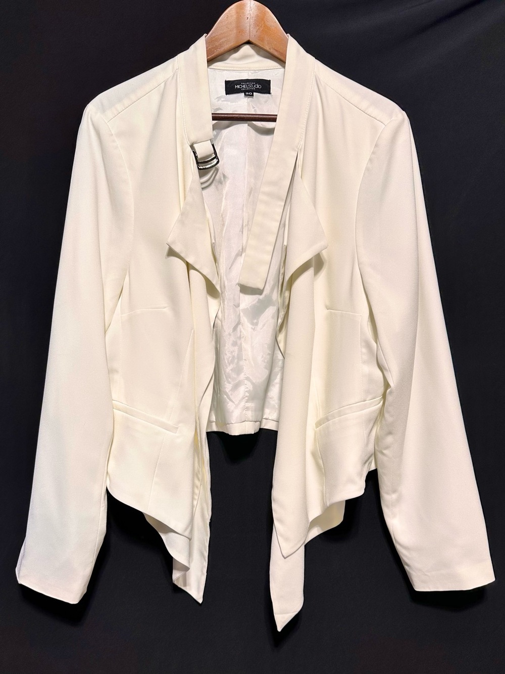 Michel Studio Ivory Waterfall Blazer Open Front Plus Size 20